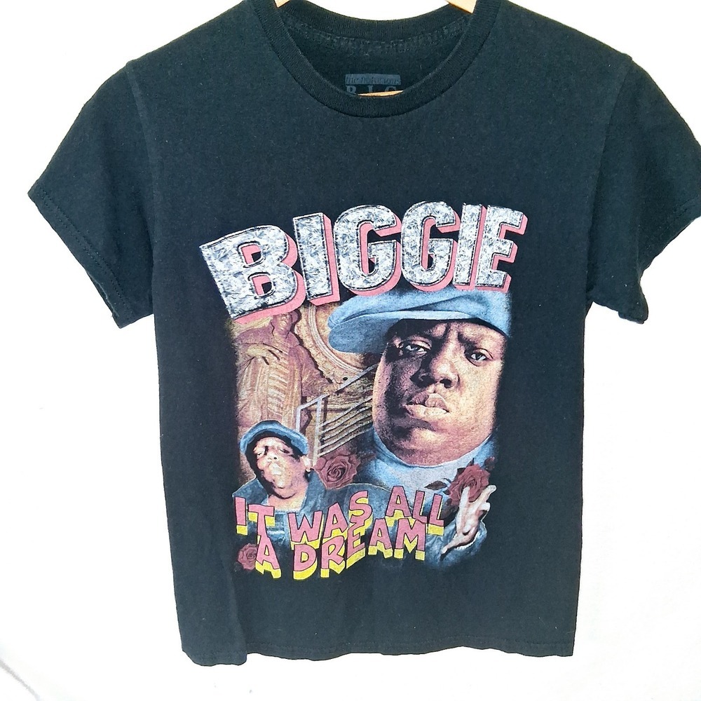 Notorious B.I.G T Shirt Men's Size S Black 100% Cotton Biggie Print Crew Neck‎